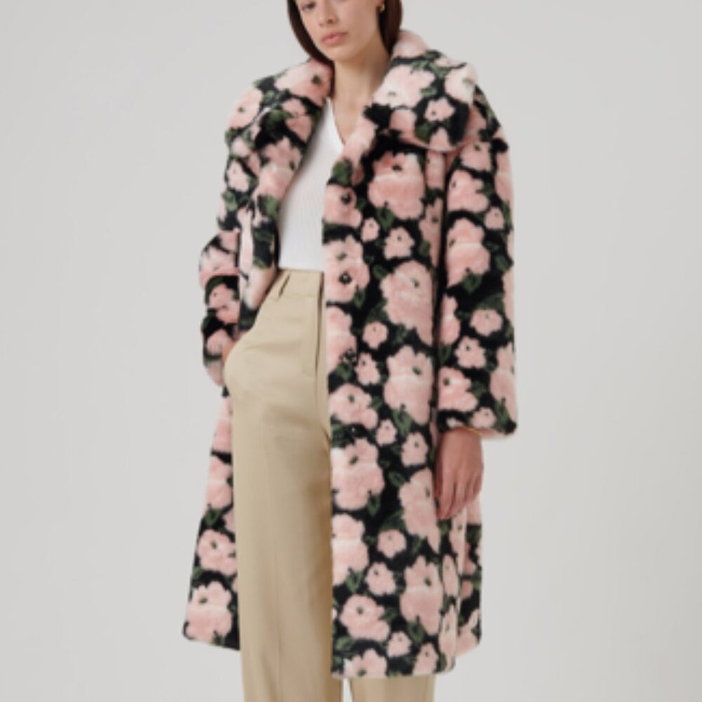 JAKKE faux fur floral Katrina coat (UK8/US 4)